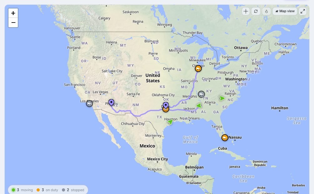 Fleet map in the TMS
